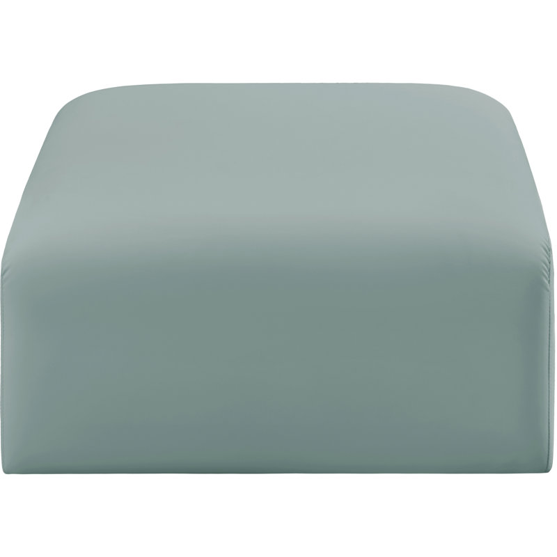 Hristea Upholstered Ottoman, Mint Vegan Leather