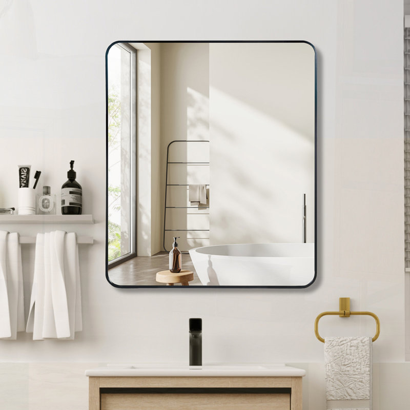 Rectangular Bathroom Wall Mirror, Black