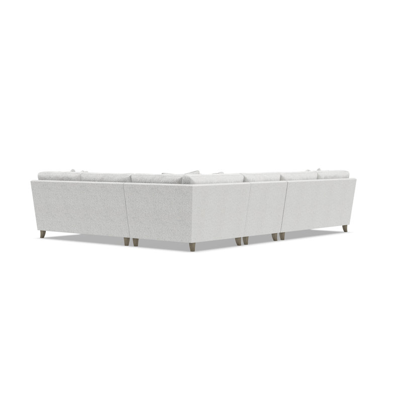 Mila Sectional, White Polyester, 33.5" H x 137" W x 107" D, Right Hand Facing