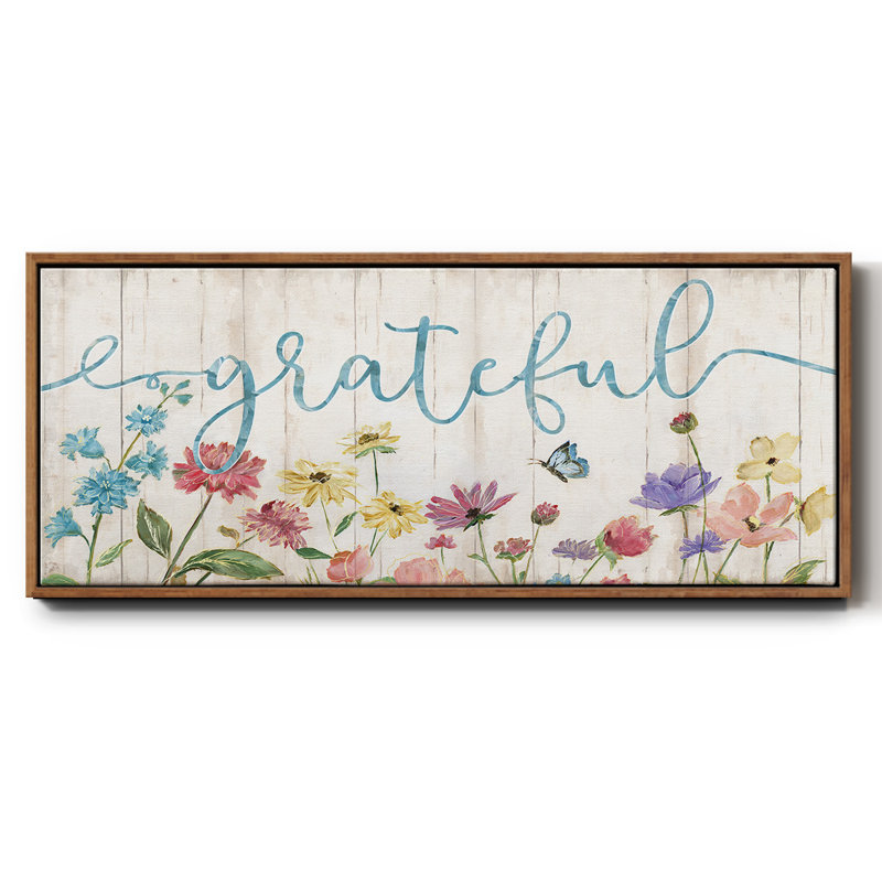 Grateful Wildflowers- Framed Canvas, 12" H x 30" W