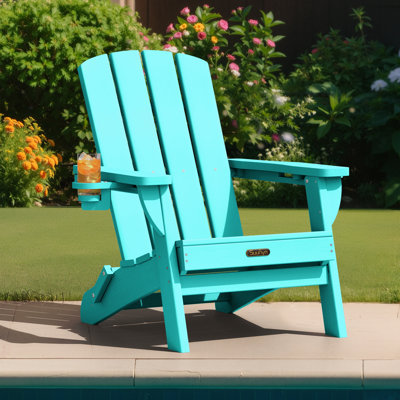 HDPE Folding Adirondack Chair With Cup Holder