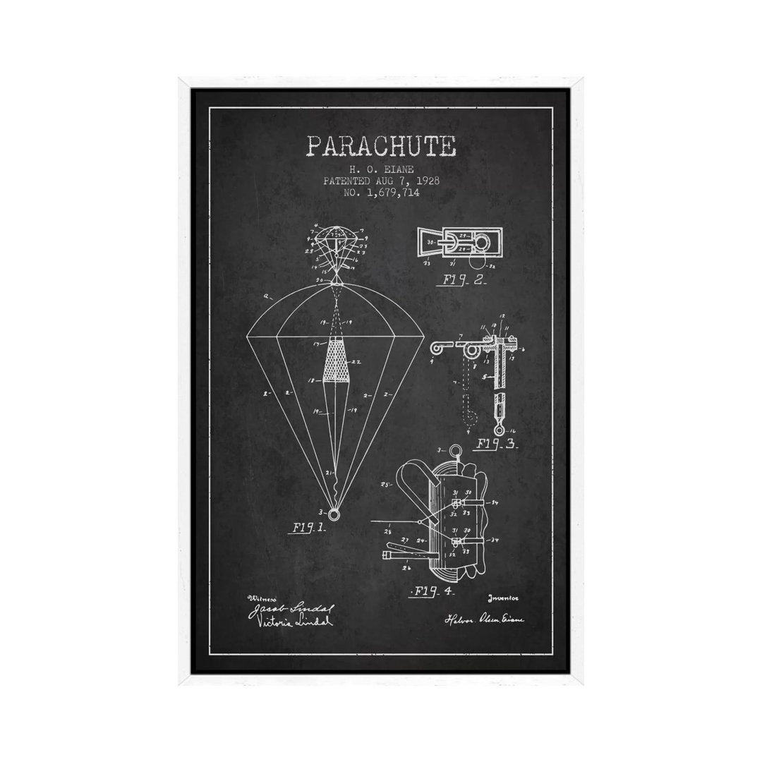 Parachute 6 Charcoal Patent Blueprint von Aged Pixel - Gallery-Wrapped Canvas Giclée on Canvas