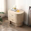 Table de chevet moderne en travertin courbé avec 2 tiroirs, table de chevet beige