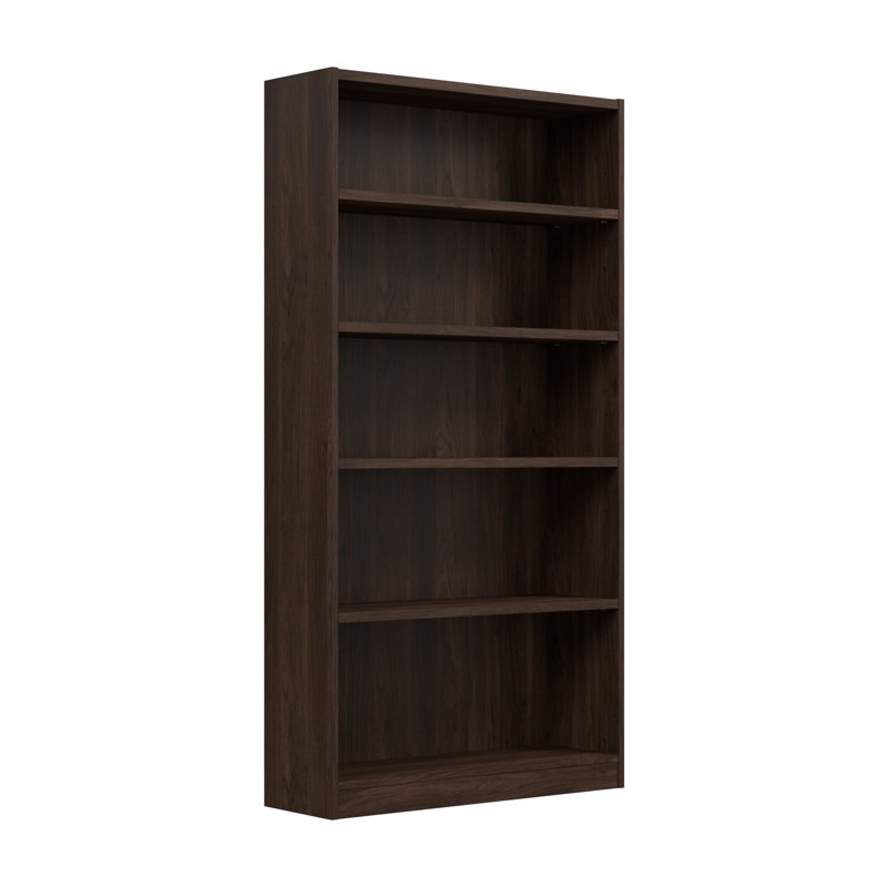 Bibliothèque à 5 tablettes Doyno, pour le rangement et la présentation dans le bureau personnel ou le salon, Noir noyer