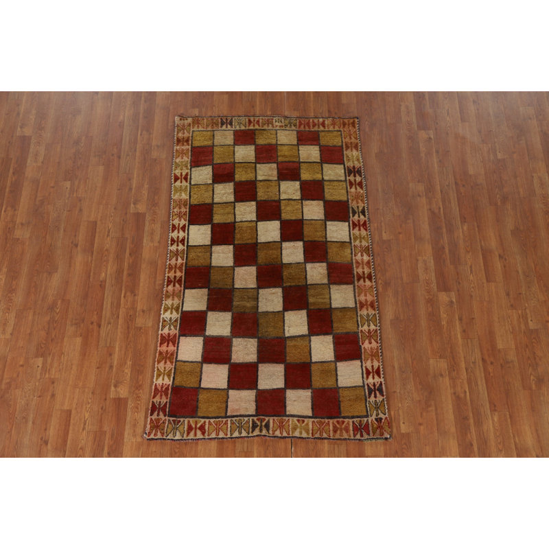 Tapis persan à carreaux Gabbeh 4 x 6
