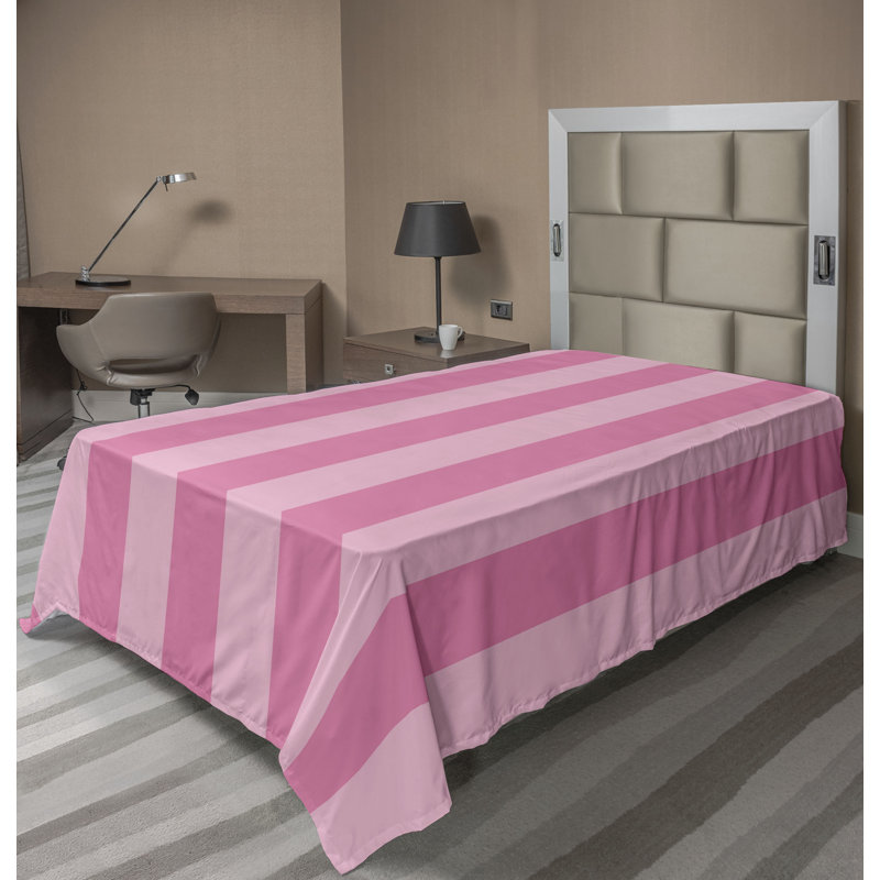 Drap plat moderne de style bohème Ambesonne, Rose pastel / rose / motif rayé rosé, Drap plat pour lit simple