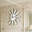 Glass Mirrored Wall Clock Starburst Silent Accent Clock