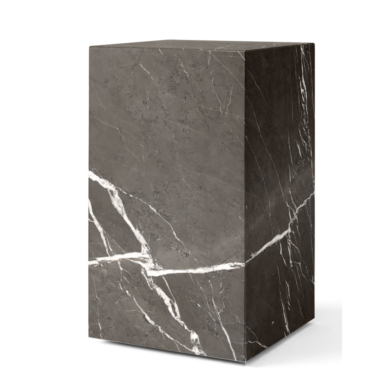 Plinth Marble End Table, Gray Kendzo, 20.1" H x 11.8" W x 11.8" D