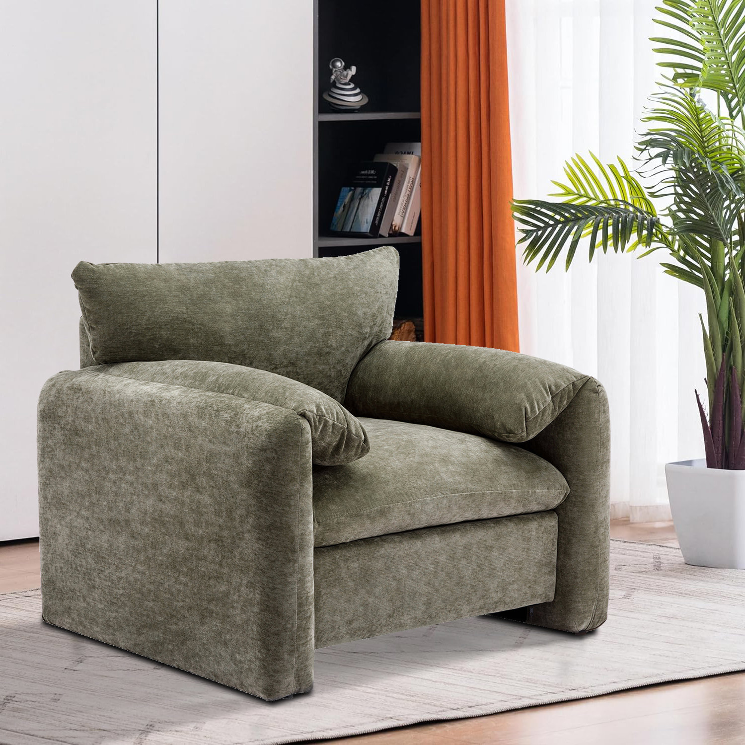 Marithza Modern Chenille Oversized Armchair Accent Chair Single Sofa Lounge  Chair 38.6'' W for Living Room