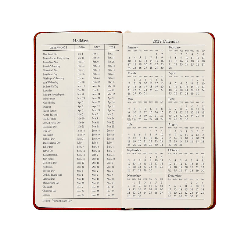 2027 6" Pocket Goatskin Leather Datebook