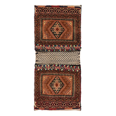 Vintage Persian Saddle Bag Rug With Geometric Patterns - Rug & Kilim