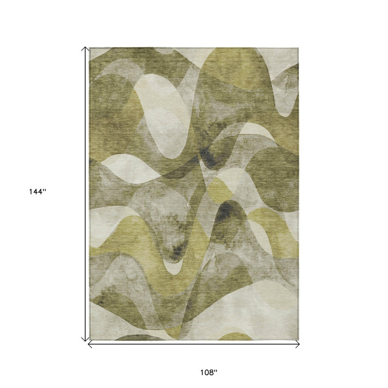 Tapis extérieur lavable antidérapant 9 pi x 12 pi vert olive