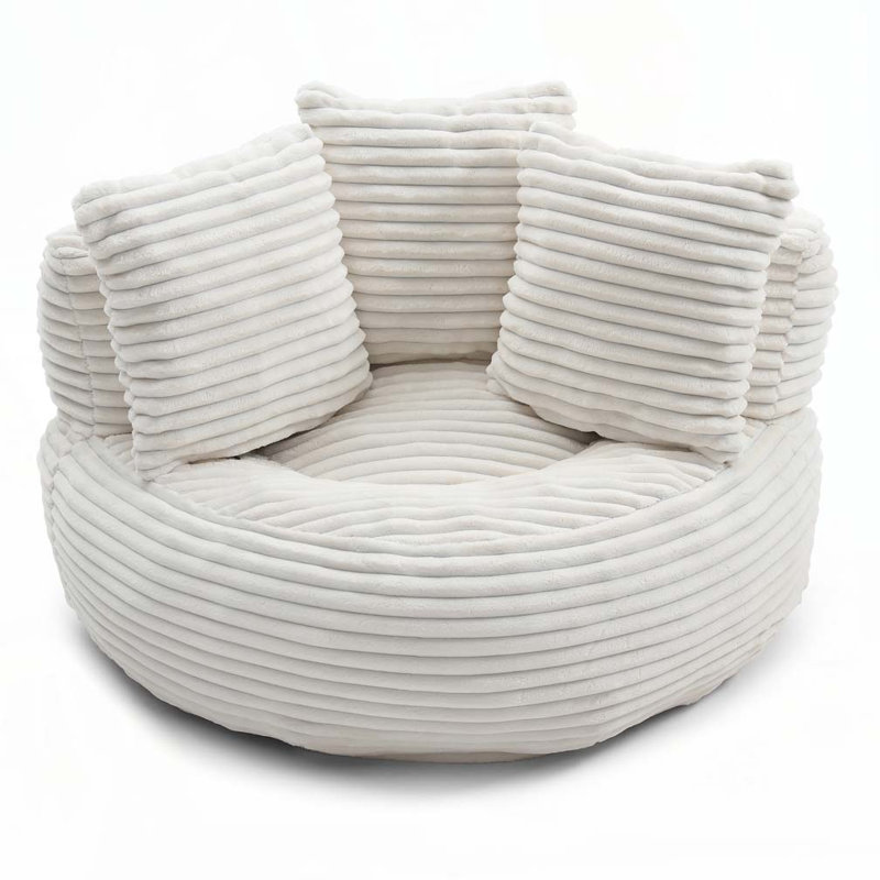 Fauteuil à billes en velours côtelé, Beige
