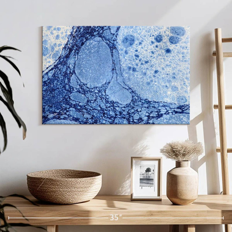 Avery marbré bleu abstrait, H 16 po x l 24 po