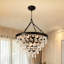 Modern Minimalist Black Wrought Iron Crystal Chandelier