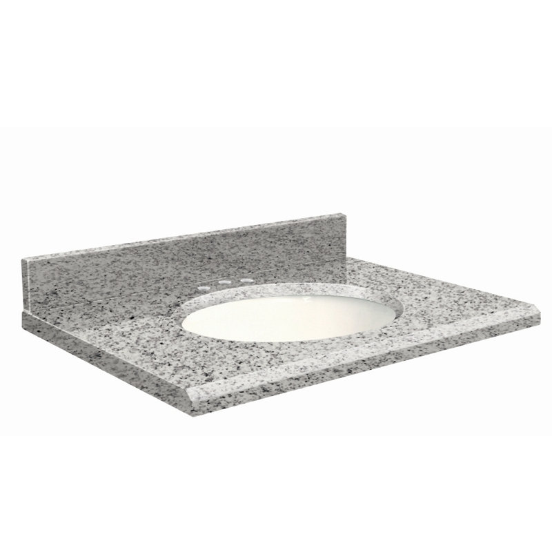 Dessus de salle de bain simple 49 po meuble-lavabo, Blanc, Jaune parfait, Décalé de 8 po