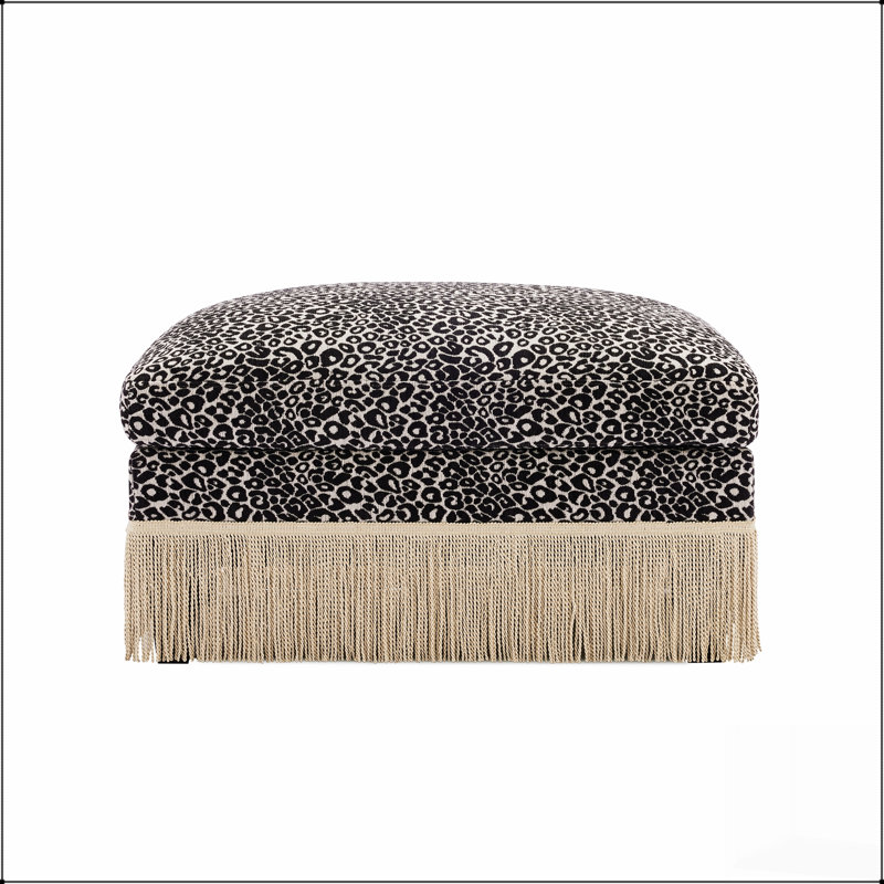 Repose-pieds en chenille à imprimé léopard - Repose-pieds doux, moelleux et élégant pour les intérieurs modernes, Khaki+Black