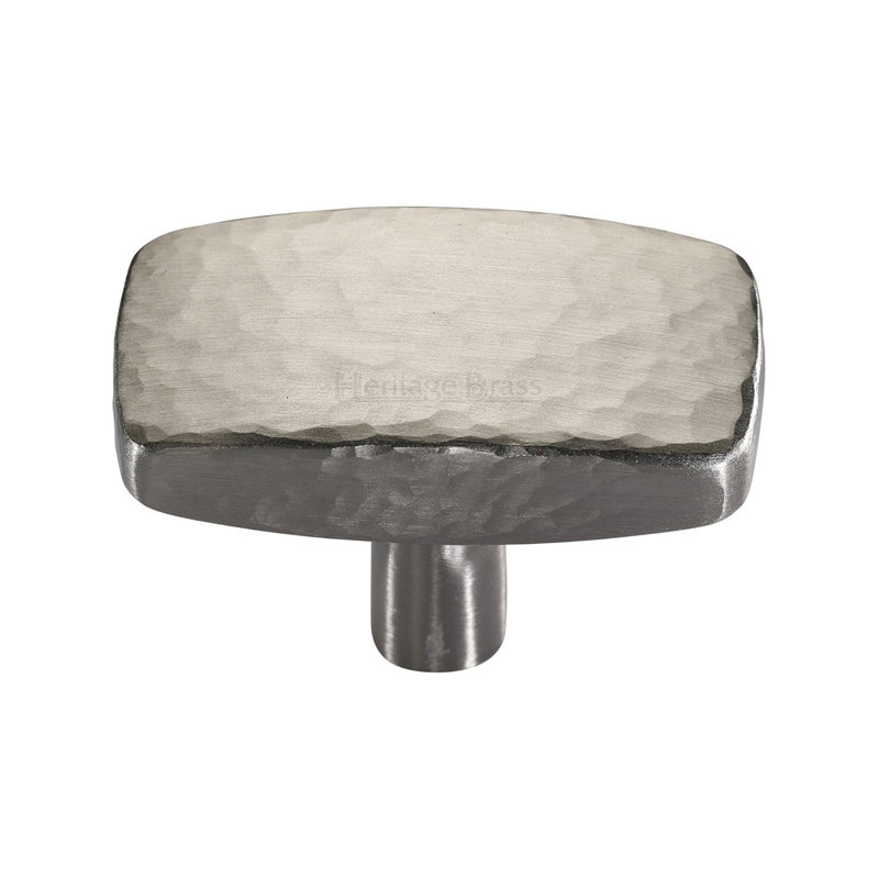 Heritage Brass Cabinet Knob Rectangular Hammered Design, 47mm L x 25mm W x 28mm H, Satin Nickel