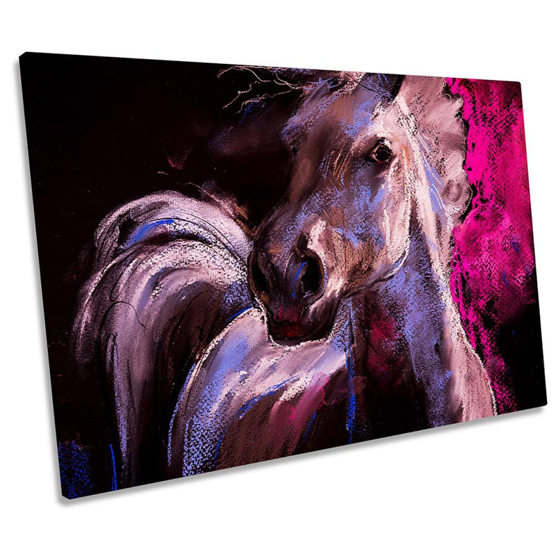White Horse Pink Paint Repro - Wrapped Canvas Print, 30.5cm H x 45.7cm W x 2cm D