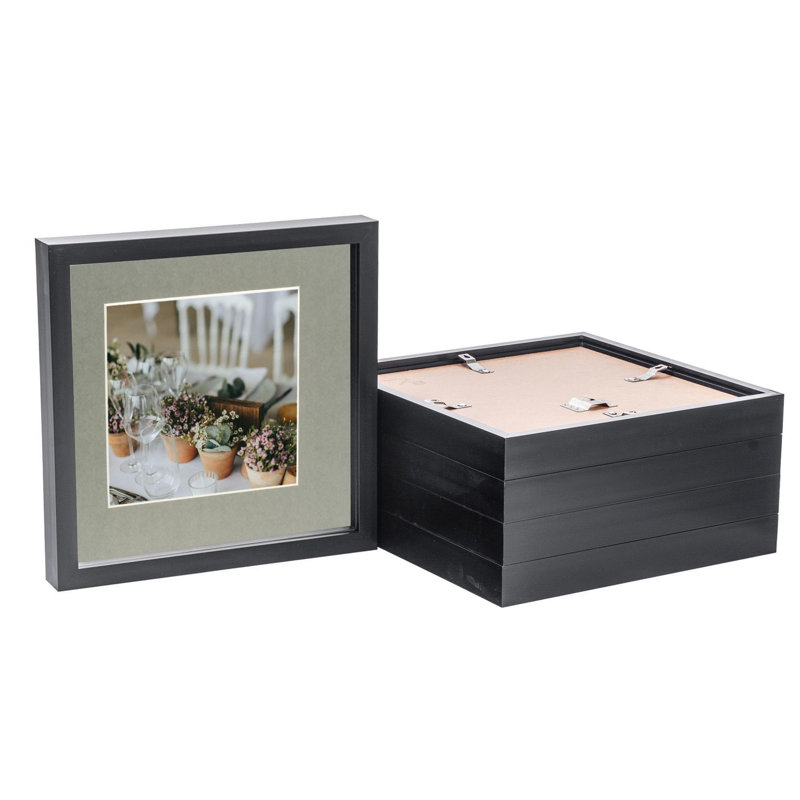 Nicola Spring - 3D Box Photo Frames - Mount, 27.5cm H x 27.5cm W x 3.5cm D, Black/Grey