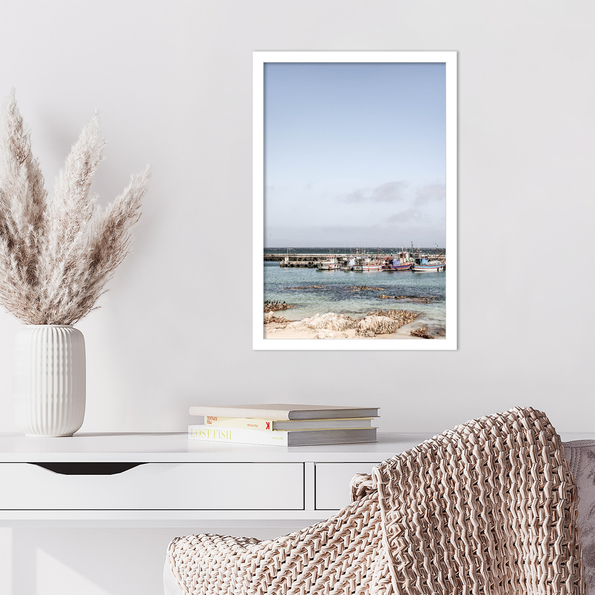 Kalk Bay Beach by Shot by Clint Wood Framed Wall Art Print, White, 21" H x 15" W