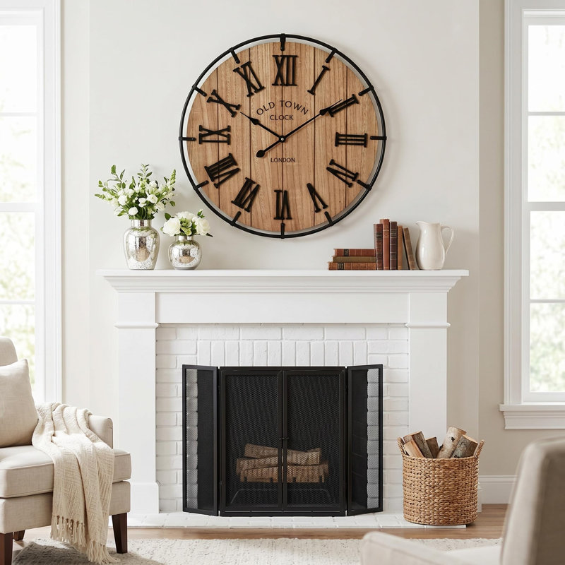 Horloge murale 24 po, 24, Marron foncé
