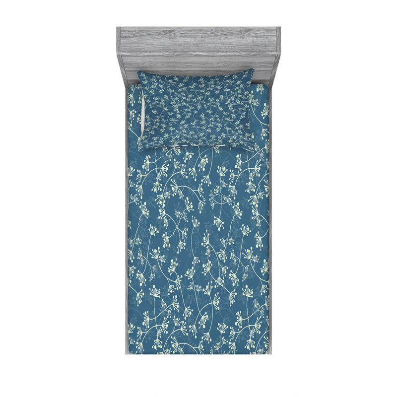 Microfiber Floral Sheet Set, Twin Sheet Set with Fitted Sheet