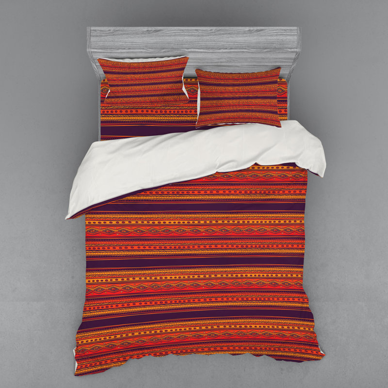 Rustic Polyester Striped Duvet Cover, Queen Duvet Cover + 3 Additional Pieces