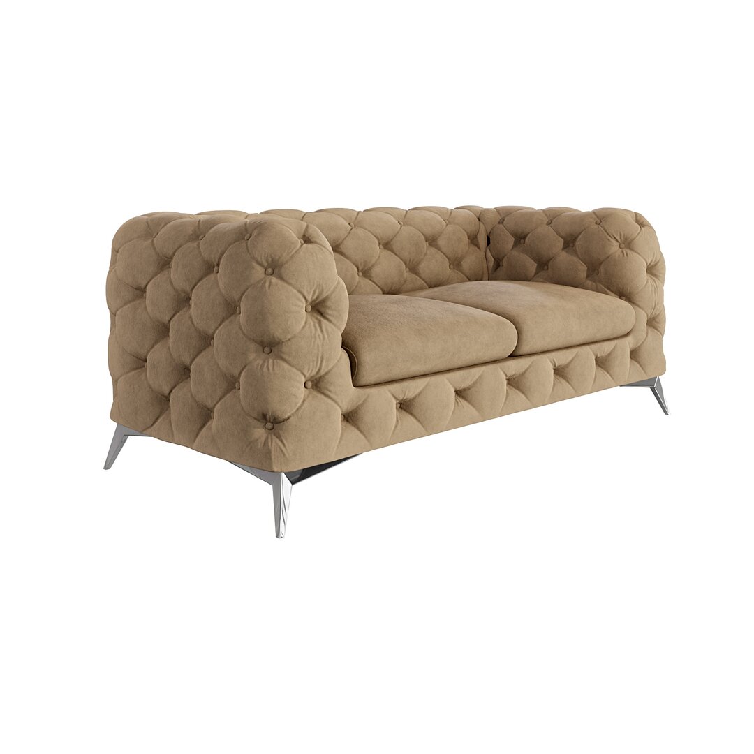 Chesterfield Sofa 2-Sitzer Bixby mit Silber Metall Füßen