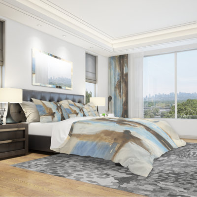 River Run I - Ensemble de housse de couette moderne et contemporain - Microfibre de polyester