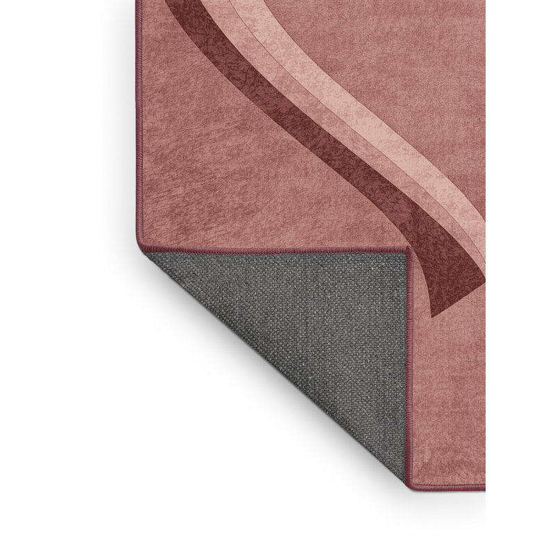 Soft Plush Fanelli Valentines Modern & Contemporary Abstract Area Rug in Brown – Rose Binding, 7x9