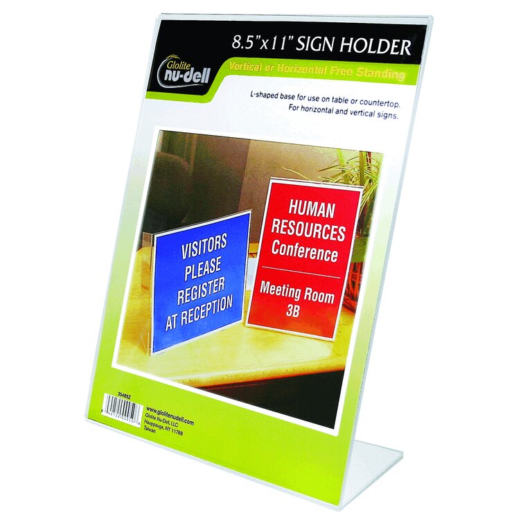Clear Plastic Sign Holder, Stand-Up, Slanted