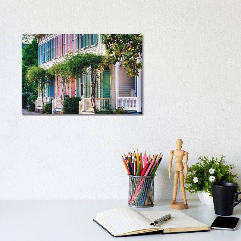 Historic Row Houses, Savannah, Georgia by George Oze - Wrapped Canvas Print, 20.32 cm H x 30.48 cm W