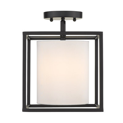 Plafonnier semi-encastré carré unique à 1 lumière de 14,5 po Hodder