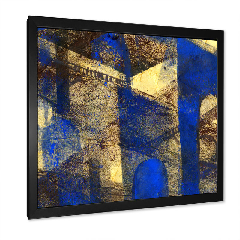 Triangle abstrait et cubisme - on, Toile avec cadre noir, H 16 po x l 16 po x P 1 po