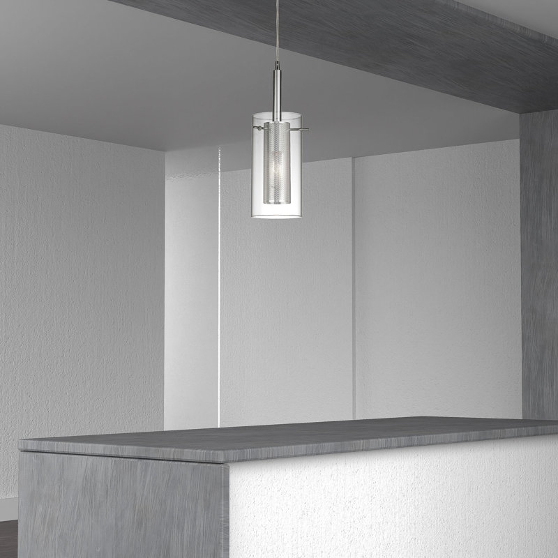 Luminaire suspendu cylindrique simple 1 lumière Percy, Chrome poli