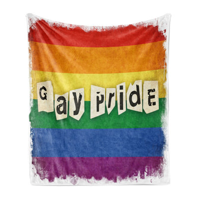 Ambesonne Pride Fleece Throw Blanket LGBT Parade Retro Style Multicolor