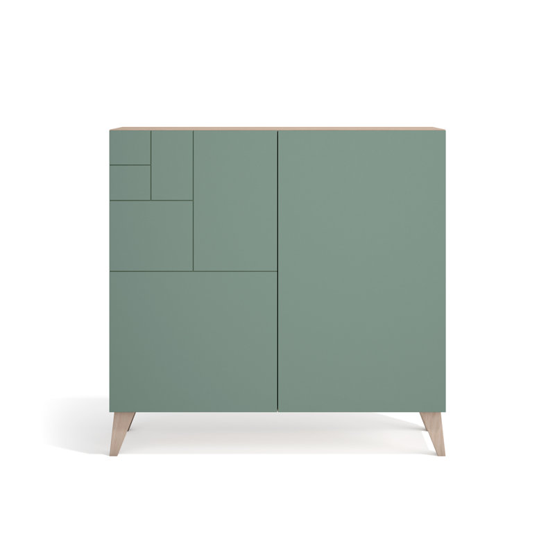 15 Pair Shoe Storage Cabinet, Green/Natural