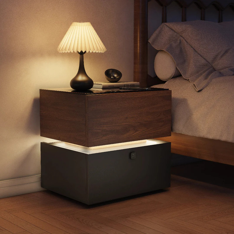 Smart Nightstand With Fingerprint Lock Bedside Table