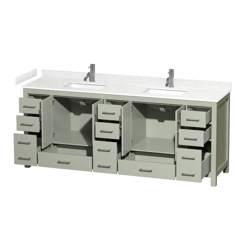 Sheffield 84" Double Bathroom Vanity Set, Carrara