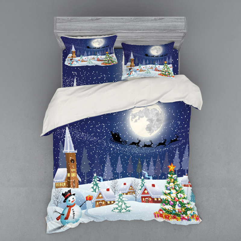Queen Size Winter Wonderland Blue and White Duvet Set