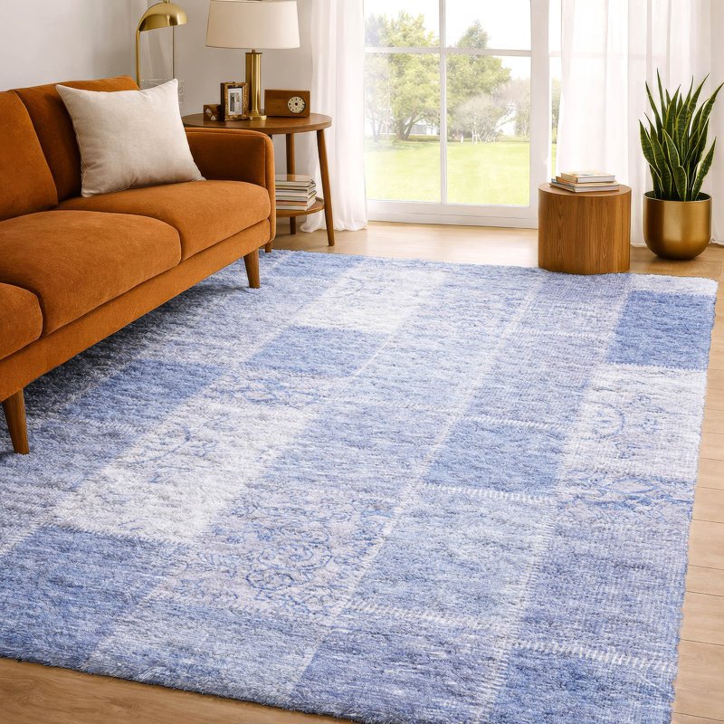 Tapis à poil long de qualité supérieure lavable à la machine ADS631, Sky, 9' x 12'