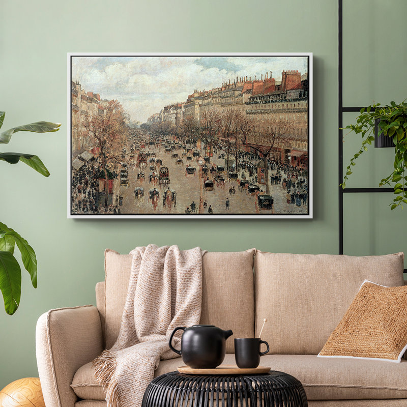 Paysage rétro-DII, H 27 po x l 41 po x P 2 po, Toile encadrée flottée blanche