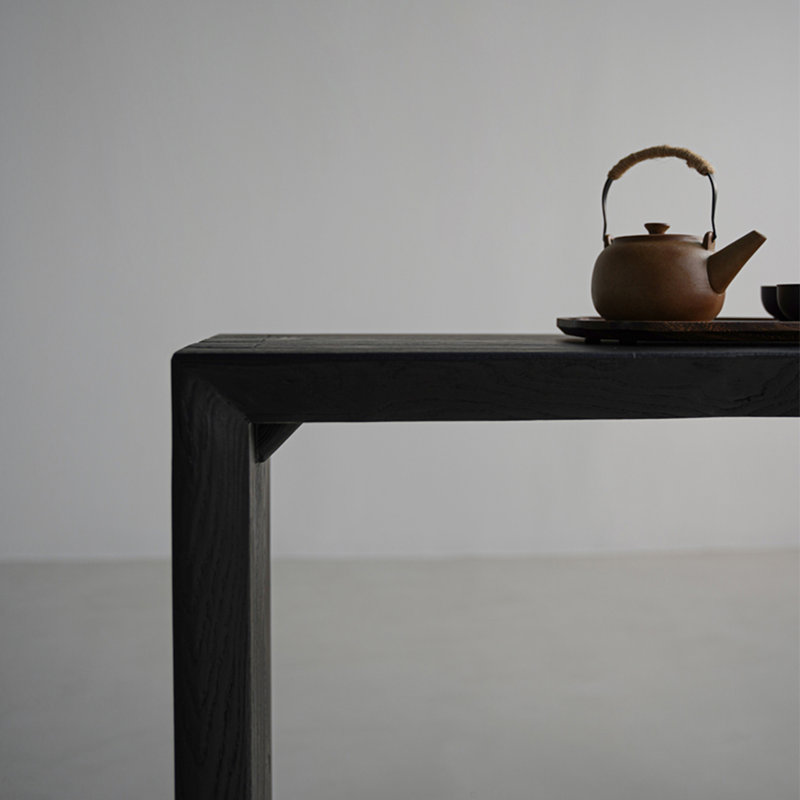Retro Minimalist Carbonized Console Table, 29.92" H x 55.12" W x 11.81" D