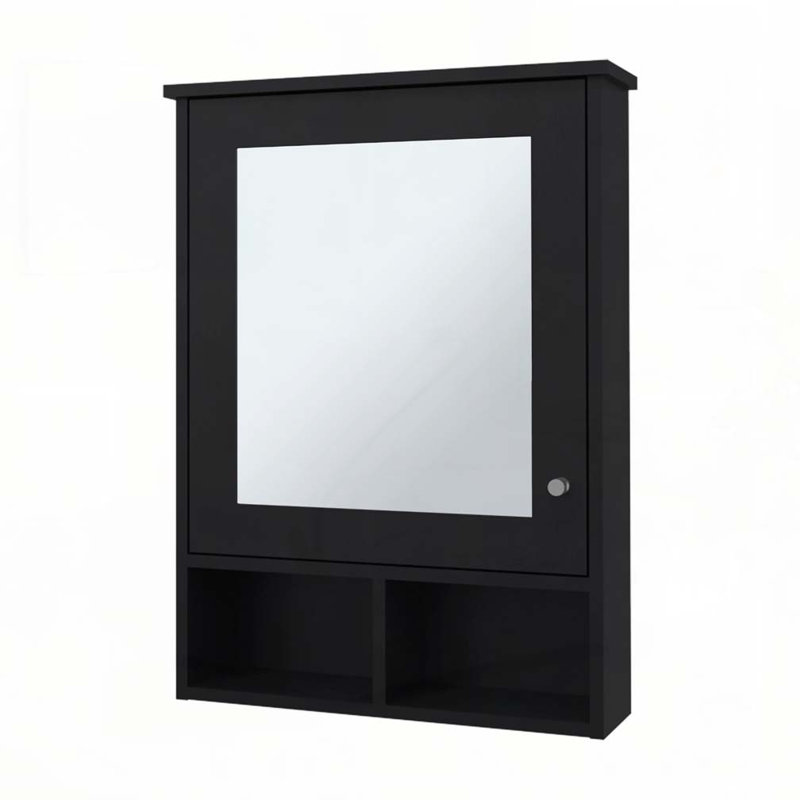 Pharmacie avec porte et miroir inclus, Noir