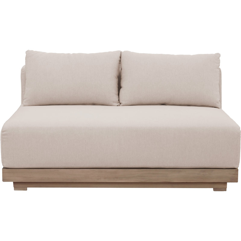 Aulden 55" Beige Olefin Performance Fabric Outdoor Patio Modular Loveseat, Beige