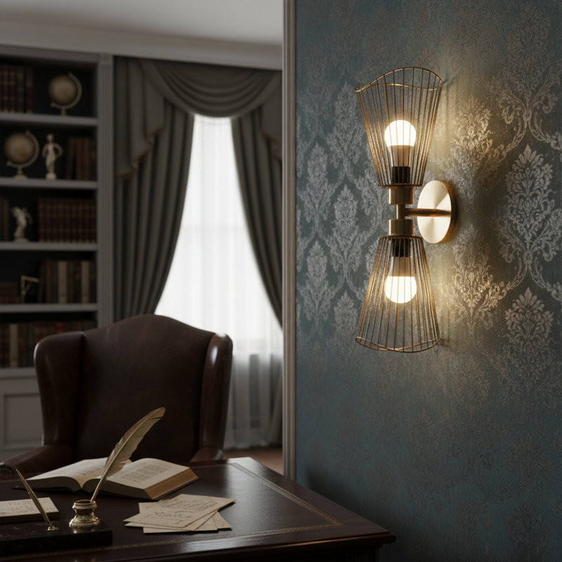 Wire Cage 2-Light Industrial Wall Sconce