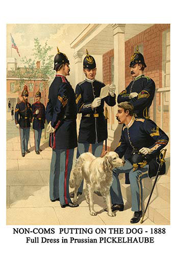 « non-coms putting on the dog 1888 », robe double en pikelhaube prussien-impression, H 66 po x l 44 po x P 1,5 po