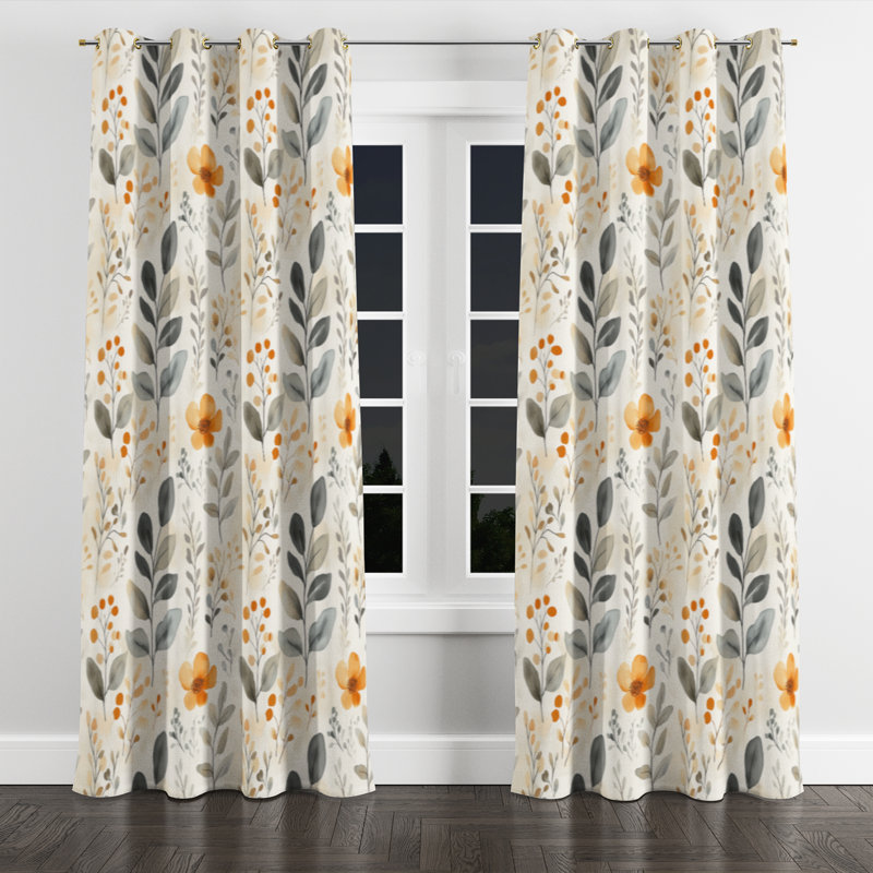 Rideau en velours Boho, Œillets dorés, L 52 po x L 84 po