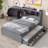 Full Platform Bed Frame, Trundle, Drawers, USB